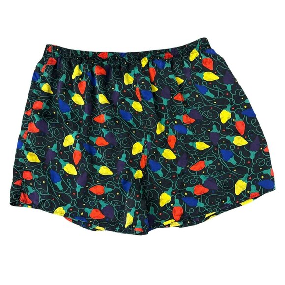 Mens 100% Silk Boxer Shorts Size XL Christmas Lights Holiday Vintage - Picture 3 of 4